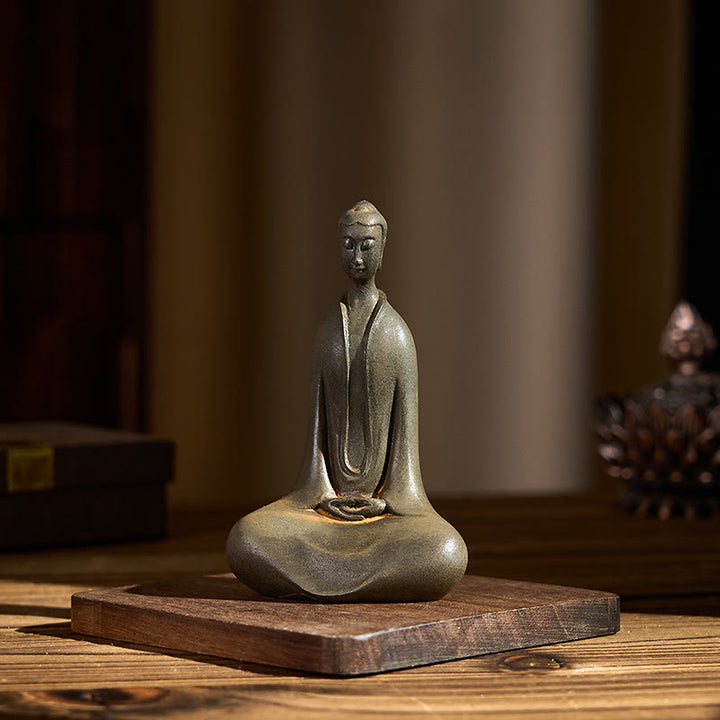 Buddha Stones Estatua de Resina Hecha a Mano de Buda Sakyamuni de Polvo de Hierro Oxidado Decoración para el Hogar - image 3