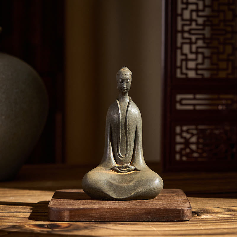 Buddha Stones Estatua de Resina Hecha a Mano de Buda Sakyamuni de Polvo de Hierro Oxidado Decoración para el Hogar - image 4