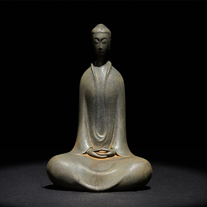 Buddha Stones Estatua de Resina Hecha a Mano de Buda Sakyamuni de Polvo de Hierro Oxidado Decoración para el Hogar - Óxido Buda Sakyamuni 11,5*7,4*4,5 cm - image 8