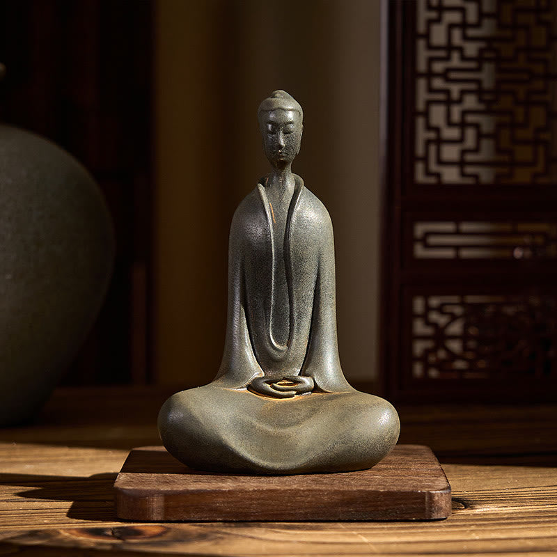 Buddha Stones Estatua de Resina Hecha a Mano de Buda Sakyamuni de Polvo de Hierro Oxidado Decoración para el Hogar - image 9