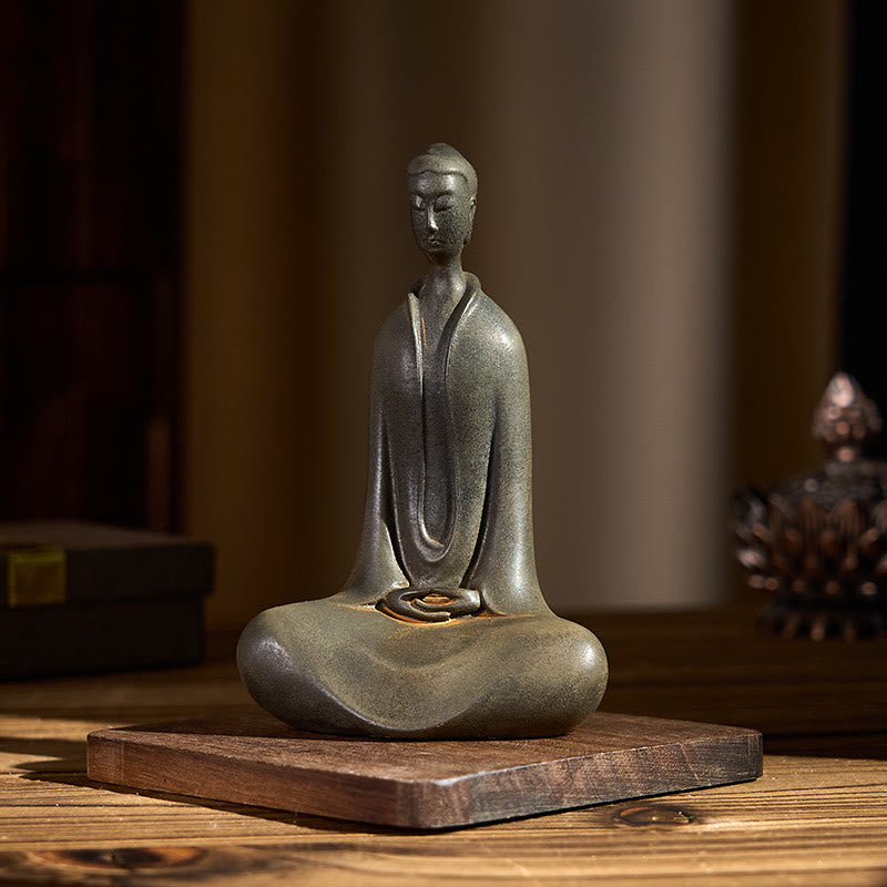 Buddha Stones Estatua de Resina Hecha a Mano de Buda Sakyamuni de Polvo de Hierro Oxidado Decoración para el Hogar - image 10