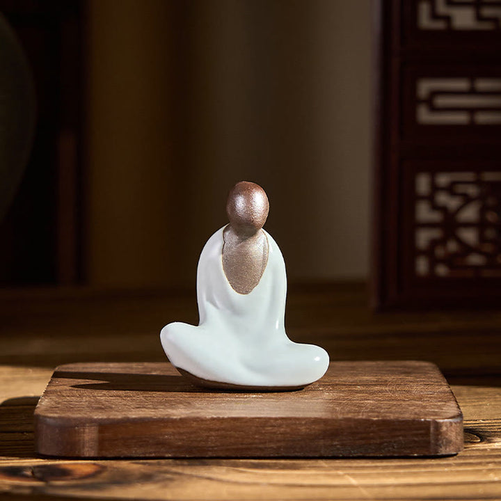 Estatua de cerámica de Buddha Stones meditando, pequeña, sin forma, de Buda, para decoración zen del hogar, 4 x 2,5 x 5 cm - image 3