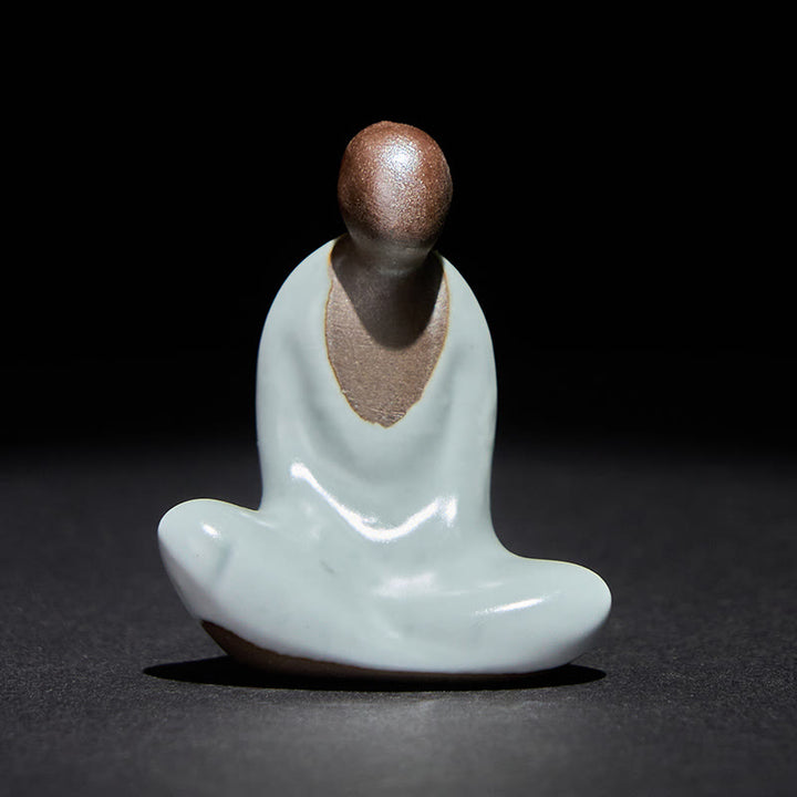 Estatua de cerámica de Buddha Stones meditando, pequeña, sin forma, de Buda, para decoración zen del hogar, 4 x 2,5 x 5 cm - image 1