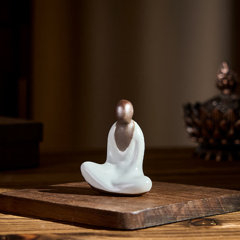 Estatua de cerámica de Buddha Stones meditando, pequeña, sin forma, de Buda, para decoración zen del hogar, 4 x 2,5 x 5 cm - image 4
