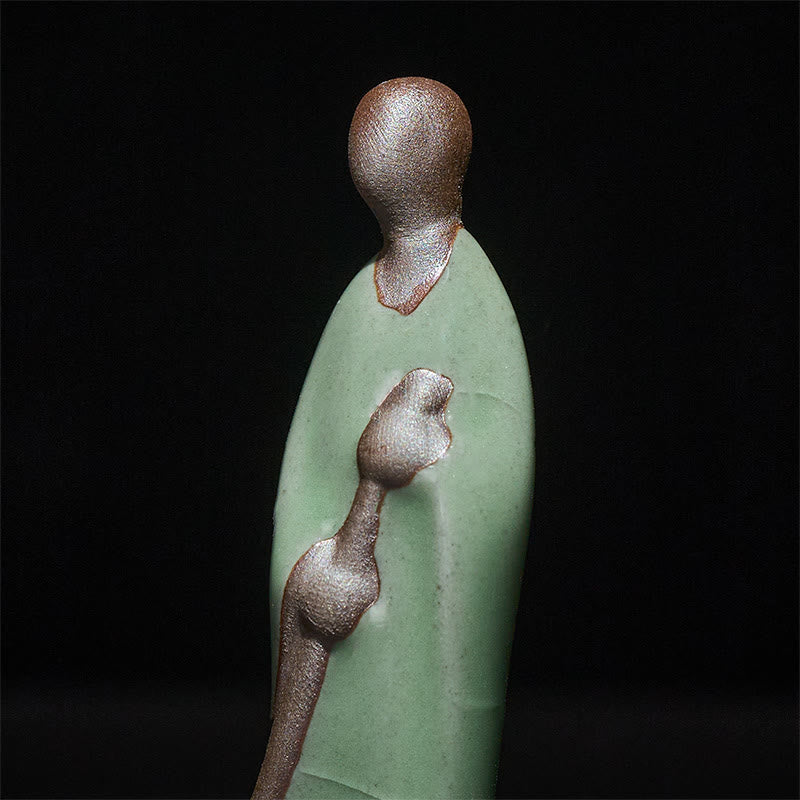 Estatua de cerámica de Buddha Stones, pequeño monje barrendero sin forma, decoración del hogar, 3,5 x 1,5 x 7 cm - image 7