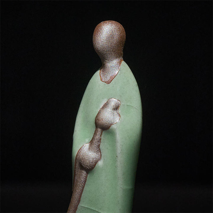 Estatua de cerámica de Buddha Stones, pequeño monje barrendero sin forma, decoración del hogar, 3,5 x 1,5 x 7 cm - image 7