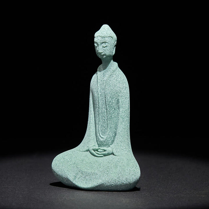 Estatua de Buddha Stones de meditación de arenisca, figura de Buda, decoración de escritorio, 6 x 4,5 x 9,5 cm - image 3
