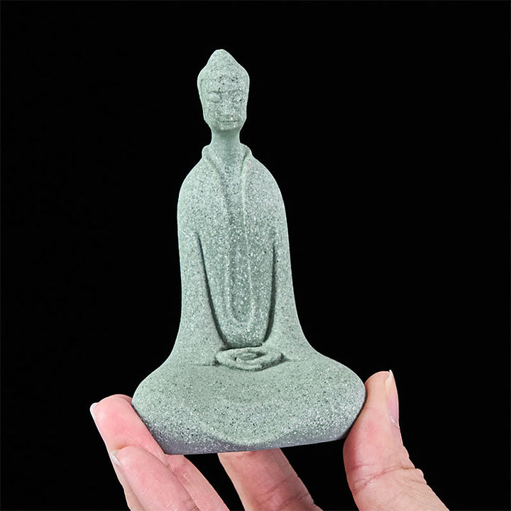 Estatua de Buddha Stones de meditación de arenisca, figura de Buda, decoración de escritorio, 6 x 4,5 x 9,5 cm - image 6