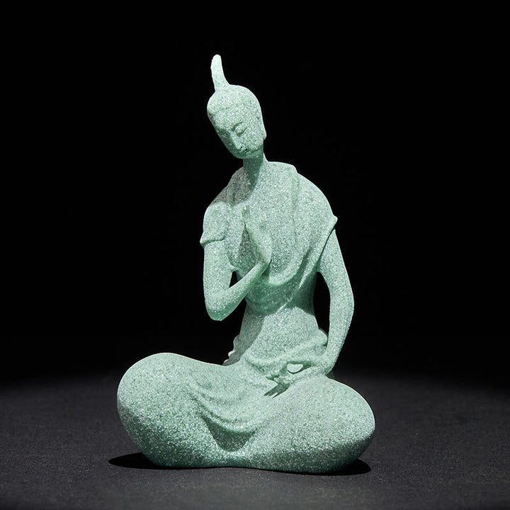 Estatua de Buddha Stones escuchando, arenisca, decoración del hogar, 6,5 x 5,5 x 9,5 cm - Buda 6,5 x 5,5 x 9,5 cm - image 0