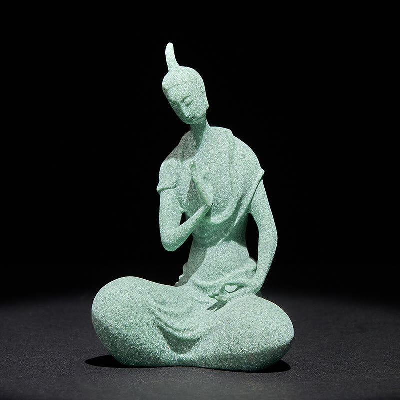 Estatua de Buddha Stones escuchando, arenisca, decoración del hogar, 6,5 x 5,5 x 9,5 cm - Buda 6,5*5,5*9,5 cm - image 0