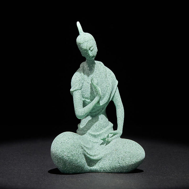 Estatua de Buddha Stones escuchando, arenisca, decoración del hogar, 6,5 x 5,5 x 9,5 cm - image 3