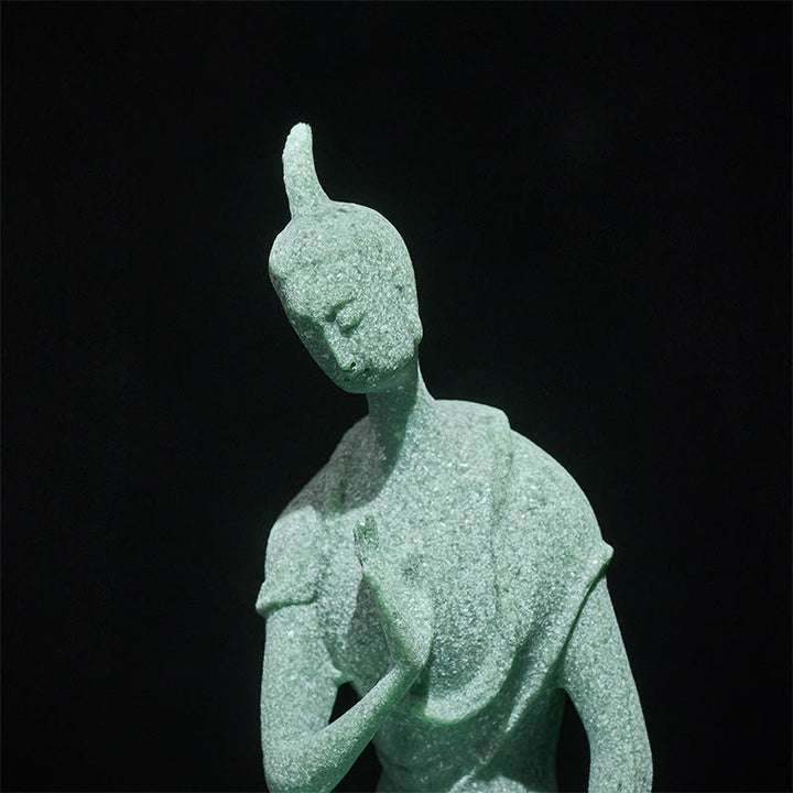 Estatua de Buddha Stones escuchando, arenisca, decoración del hogar, 6,5 x 5,5 x 9,5 cm - image 7