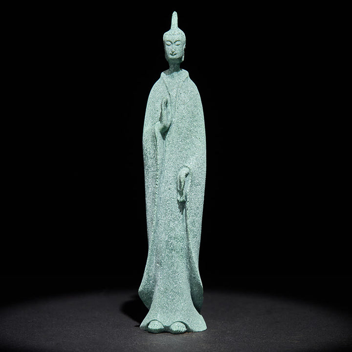 Estatua de Buddha Stones de pie para meditación, de arenisca, para decoración del hogar, 3,8 x 6,5 x 17 cm - image 3