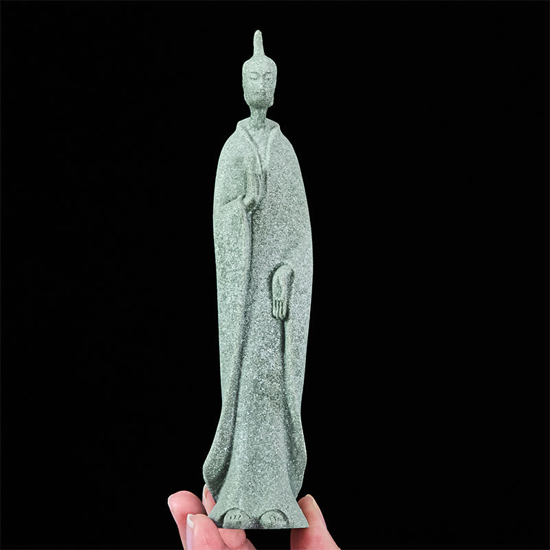 Estatua de Buddha Stones de pie para meditación, de arenisca, para decoración del hogar, 3,8 x 6,5 x 17 cm - image 6