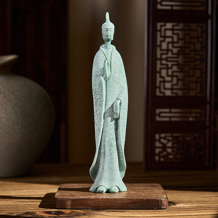 Estatua de Buddha Stones de pie para meditación, de arenisca, para decoración del hogar, 3,8 x 6,5 x 17 cm - image 1