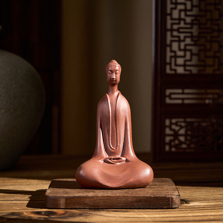 Buddha Stones sin forma, Buda de arcilla púrpura, decoración de escritorio para el hogar, 5,7 x 9,6 cm - image 1