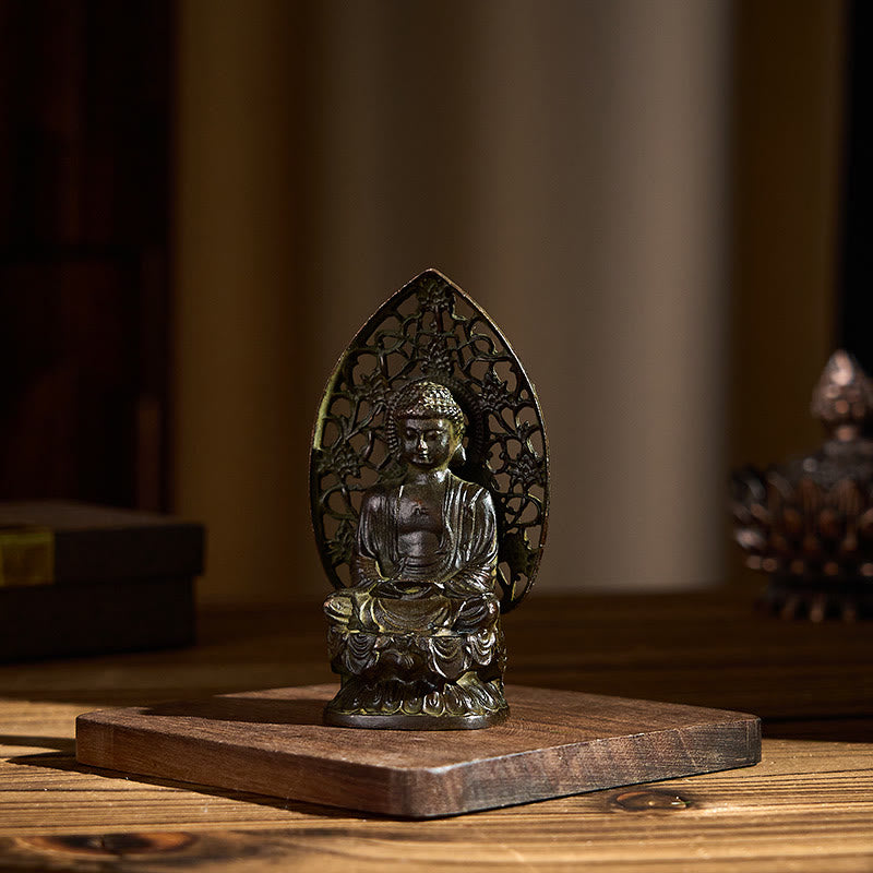 Estatua de aleación de Buddha Stones de Buda, decoración zen para el hogar, 9 x 4,5 cm - image 6