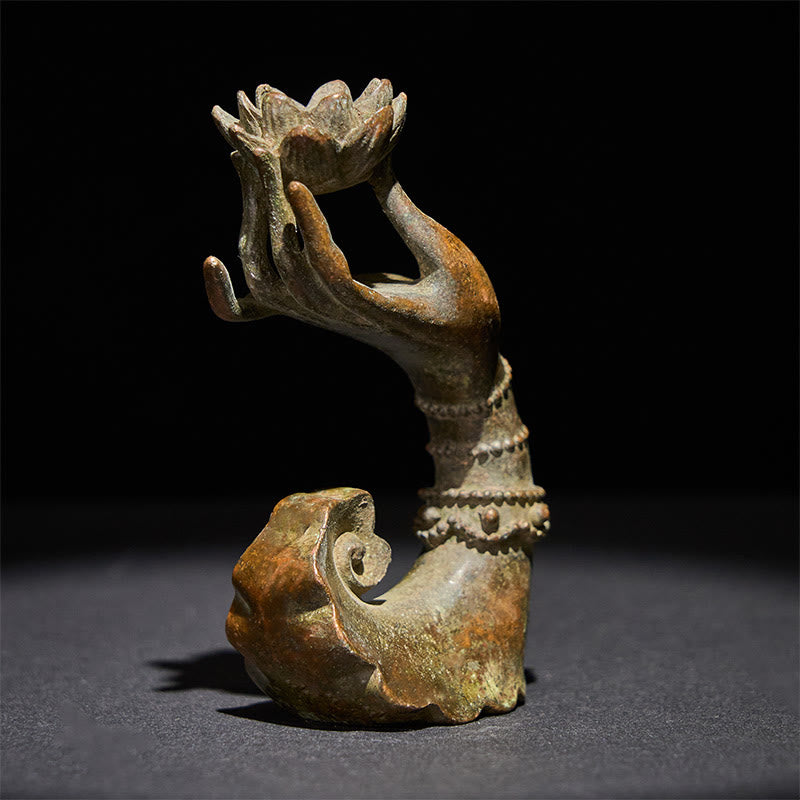 Buddha Stones clásicas de aleación de loto con forma de mano de Buda para decoración del hogar, 4,7 x 2,9 x 8,4 cm - image 1