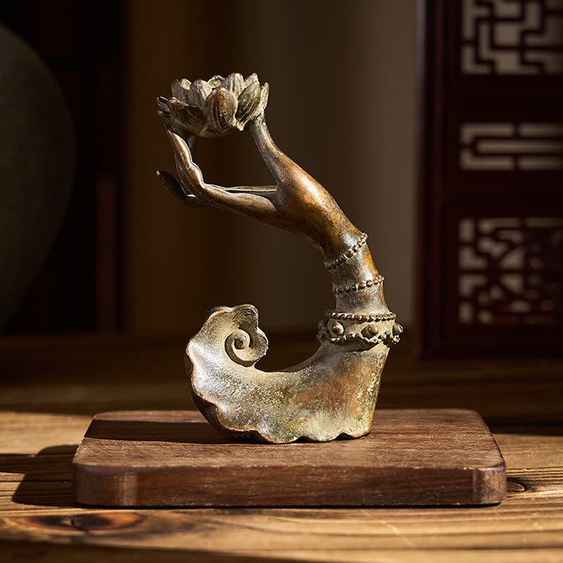 Buddha Stones clásicas de aleación de loto con forma de mano de Buda para decoración del hogar, 4,7 x 2,9 x 8,4 cm - image 5