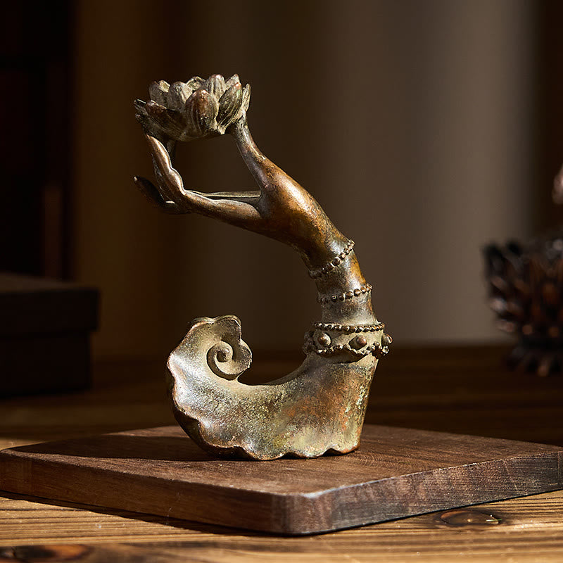 Buddha Stones clásicas de aleación de loto con forma de mano de Buda para decoración del hogar, 4,7 x 2,9 x 8,4 cm - image 3