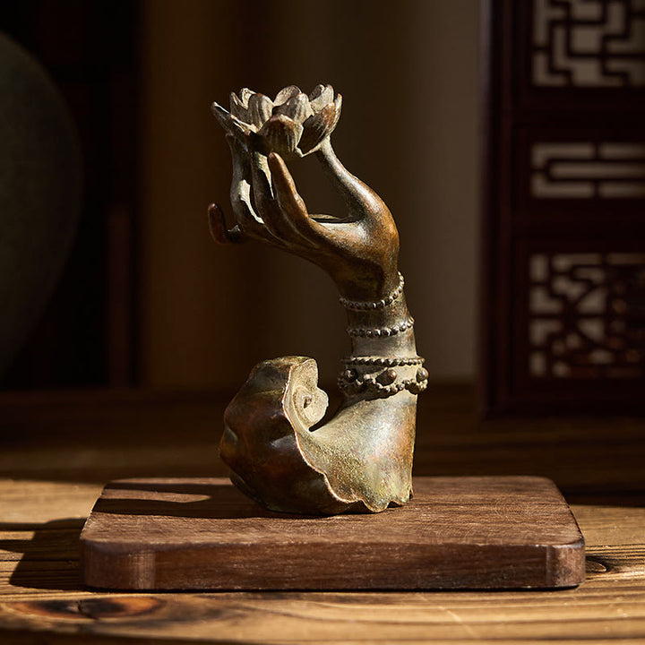 Buddha Stones clásicas de aleación de loto con forma de mano de Buda para decoración del hogar, 4,7 x 2,9 x 8,4 cm - image 4