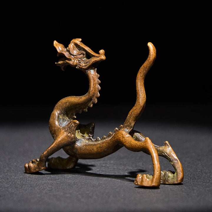 Mini dragón de aleación de Buddha Stones , piedra de protección para la suerte, decoración del hogar, 7,6 x 2,5 x 5,4 cm - image 1