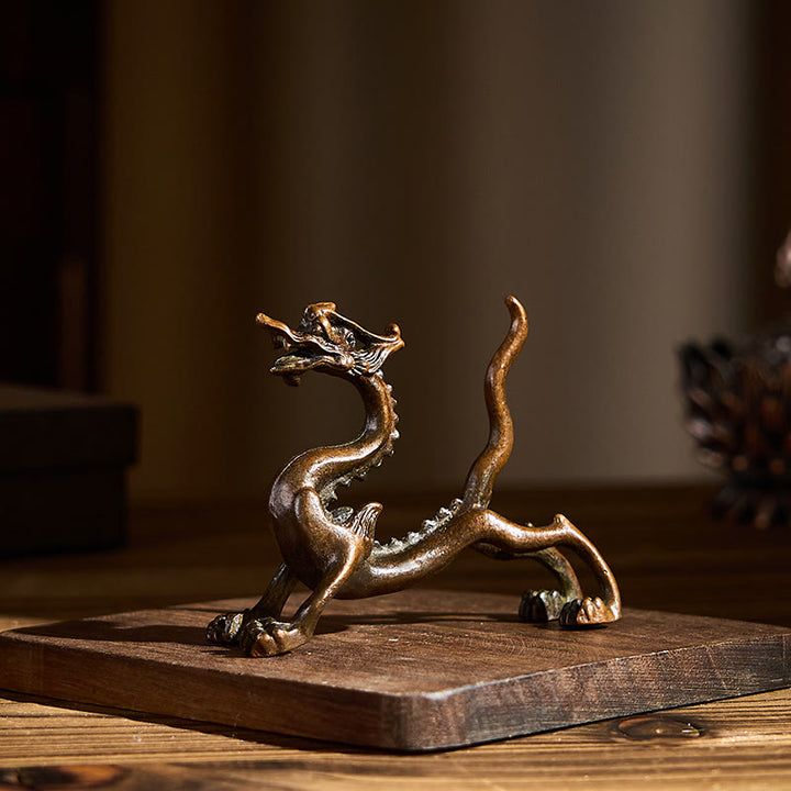 Mini dragón de aleación de Buddha Stones , piedra de protección para la suerte, decoración del hogar, 7,6 x 2,5 x 5,4 cm - image 4