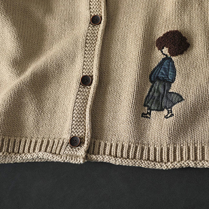 Cárdigan de manga larga para mujer, de algodón, con botones y estampado de figuras de patchwork con Buddha Stones. - image 5