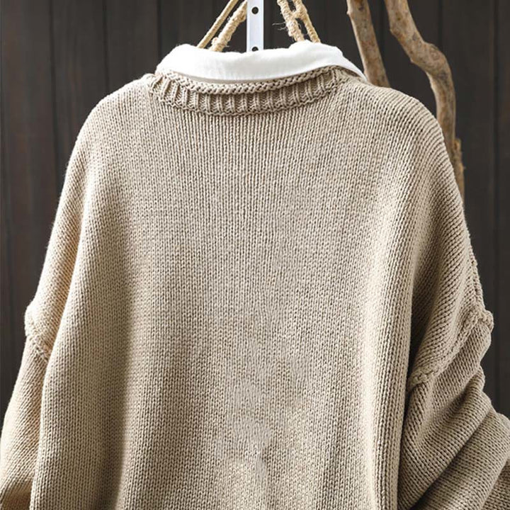 Cárdigan de manga larga para mujer, de algodón, con botones y estampado de figuras de patchwork con Buddha Stones. - image 3