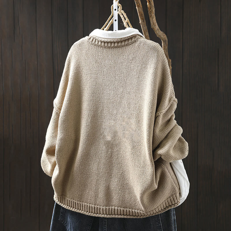 Cárdigan de manga larga para mujer, de algodón, con botones y estampado de figuras de patchwork con Buddha Stones. - image 1