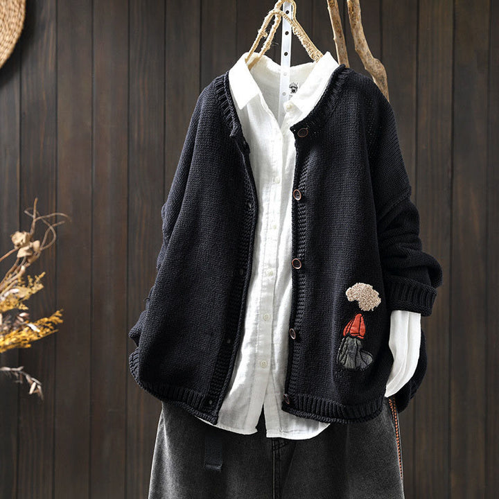 Cárdigan de manga larga para mujer, de algodón, con botones y estampado de figuras de patchwork con Buddha Stones. - Azul medianoche - US4-6, UK/AU8-10, EU36-38 (F) - image 17