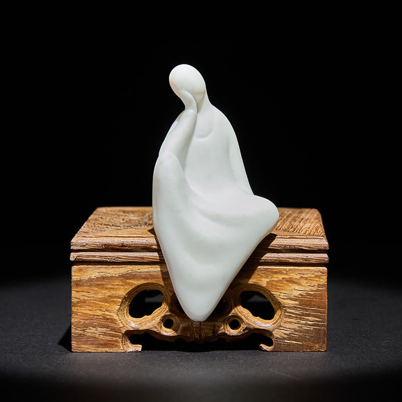 Buddha Stones, Buda sin forma, cerámica, escritorio de madera de wengué, decoración de serenidad - Buda y mesa cuadrada pequeña - image 0