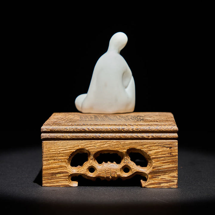 Buddha Stones, Buda sin forma, cerámica, escritorio de madera de wengué, decoración de serenidad - image 2