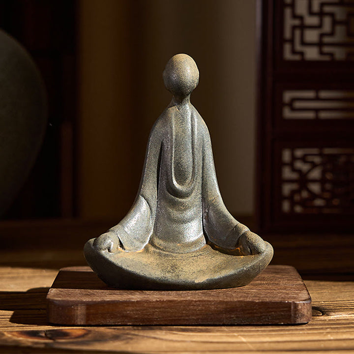 Estatua de Buddha Stones de Buda, de resina fundida con polvo de hierro y óxido, decoración - image 1