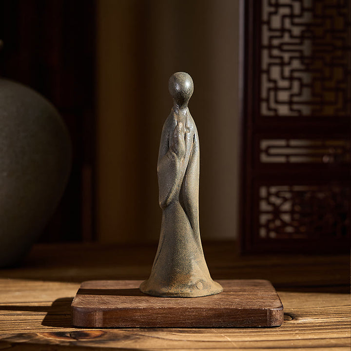 Estatua de Buddha Stones de Buda, de hierro fundido en polvo, de resina y óxido, decoración - image 3