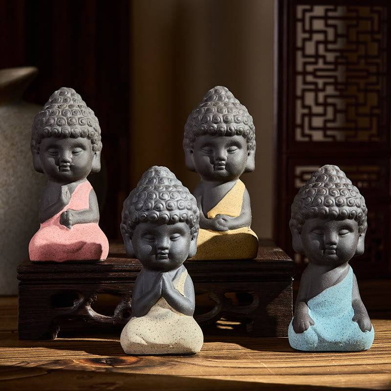 Buddha Stones, diseño del símbolo de Buda Tathagata, decoración de escritorio de arcilla púrpura Serenity - image 0
