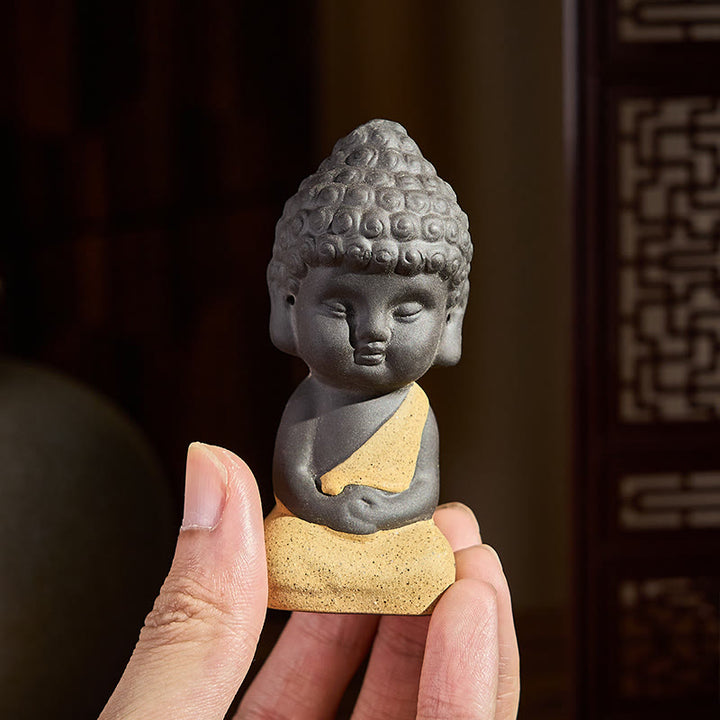 Buddha Stones, diseño del símbolo de Buda Tathagata, decoración de escritorio de arcilla púrpura Serenity - image 6