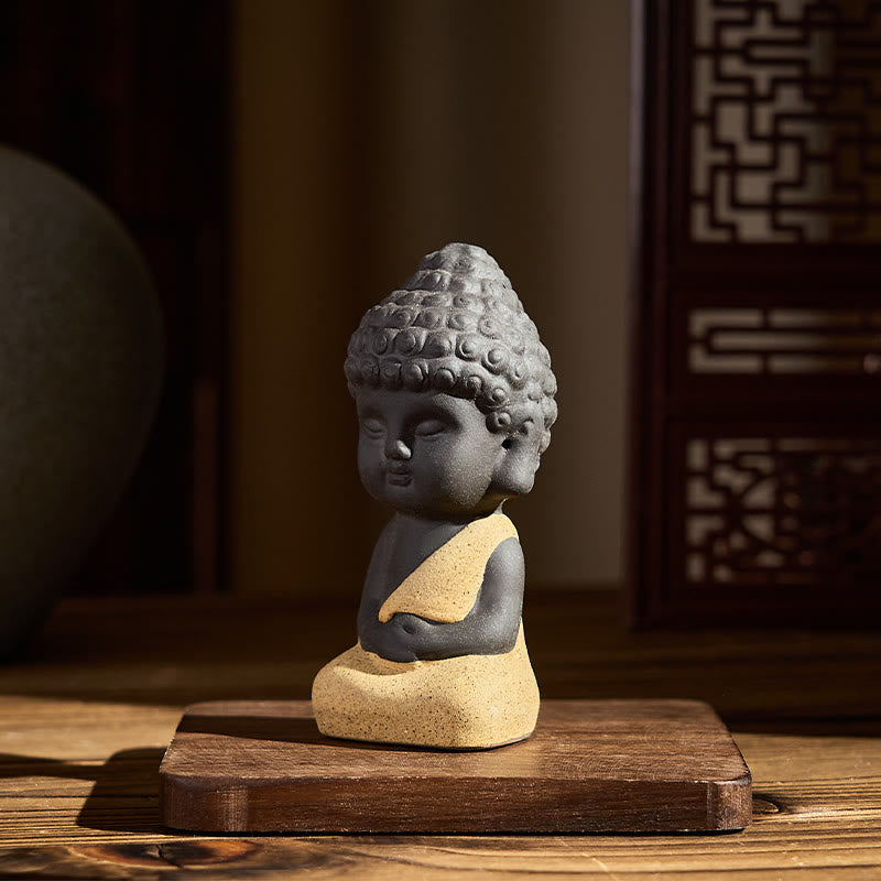 Buddha Stones, diseño del símbolo de Buda Tathagata, decoración de escritorio de arcilla púrpura Serenity - image 4