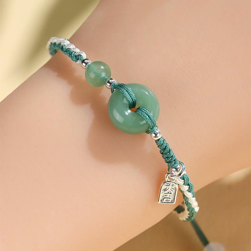 Pulsera de la suerte con hebilla de la paz de ágata aventurina verde y Buddha Stones - image 1