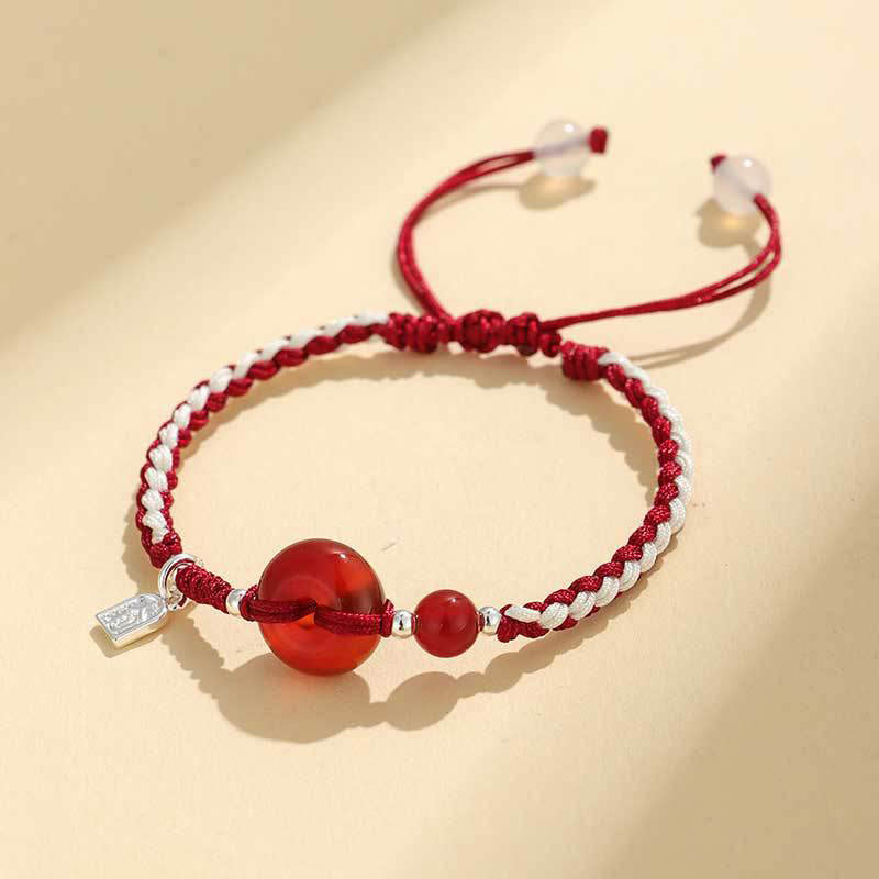 Pulsera de la suerte con hebilla de la paz de ágata aventurina verde y Buddha Stones - Ágata roja (Circunferencia de la muñeca: 14-18 cm) - image 8