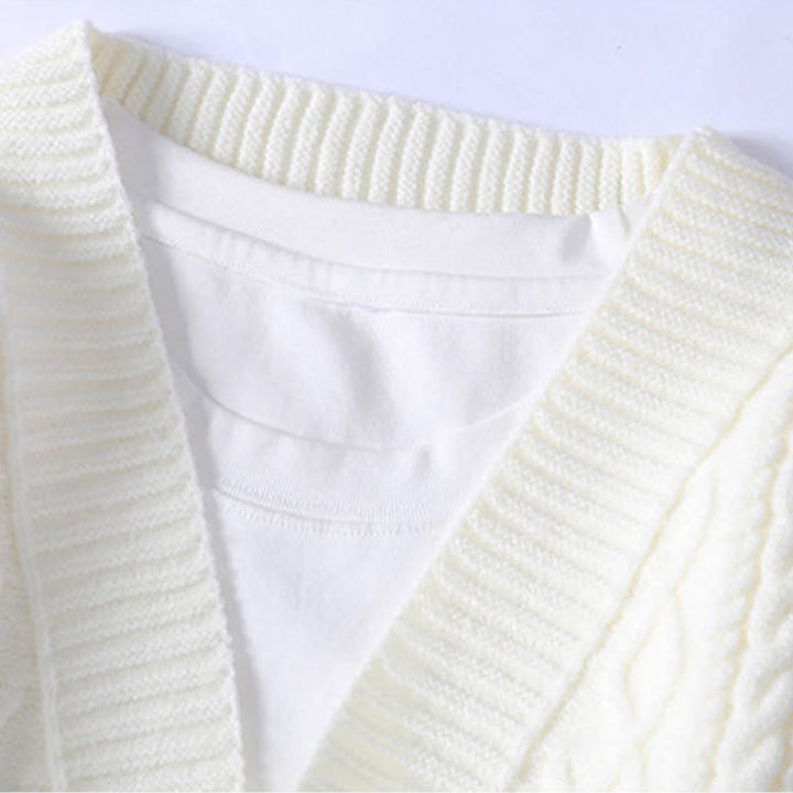 Suéter de punto étnico de manga larga para hombre con bolsillos y estampado jacquard de Buddha Stones - image 2