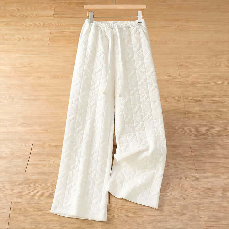 Pantalones térmicos de pierna ancha con cordón ajustable y bolsillos para mujer, de color liso, de Buddha Stones. - Blanco - US8-10，UK/AU12-14，EU40-42 (2XL) - image 1