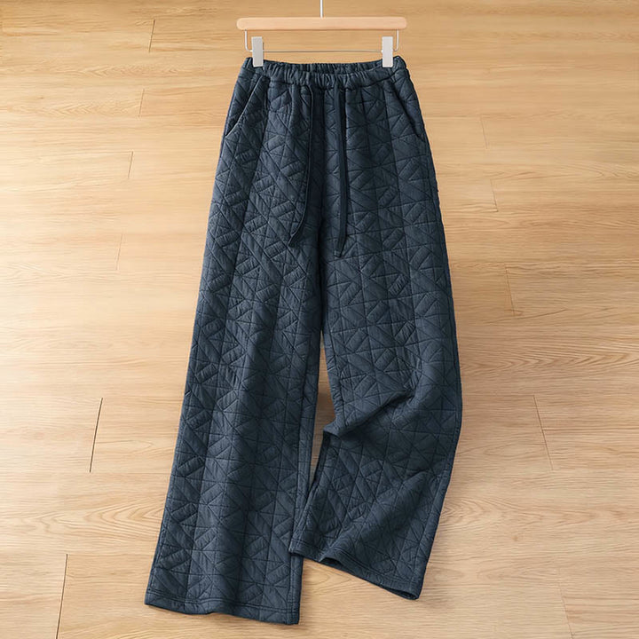 Pantalones térmicos de pierna ancha con cordón ajustable y bolsillos para mujer, de color liso, de Buddha Stones. - Azul medianoche - US8-10，UK/AU12-14，EU40-42 (2XL) - image 14
