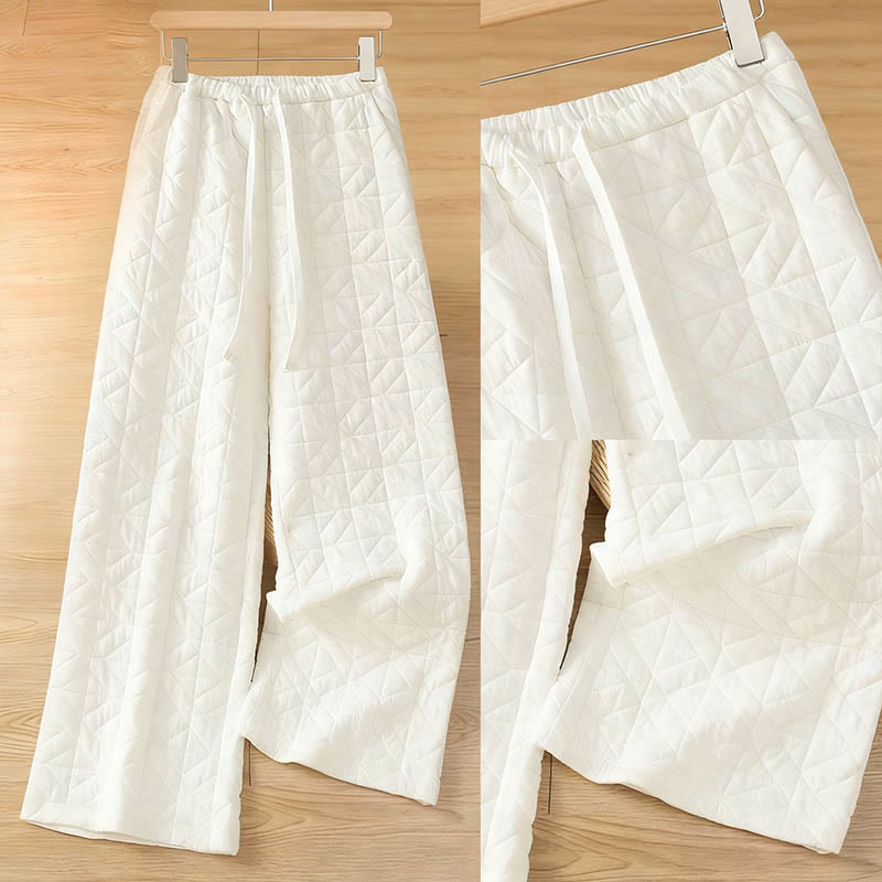 Pantalones térmicos de pierna ancha con cordón ajustable y bolsillos para mujer, de color liso, de Buddha Stones. - image 7