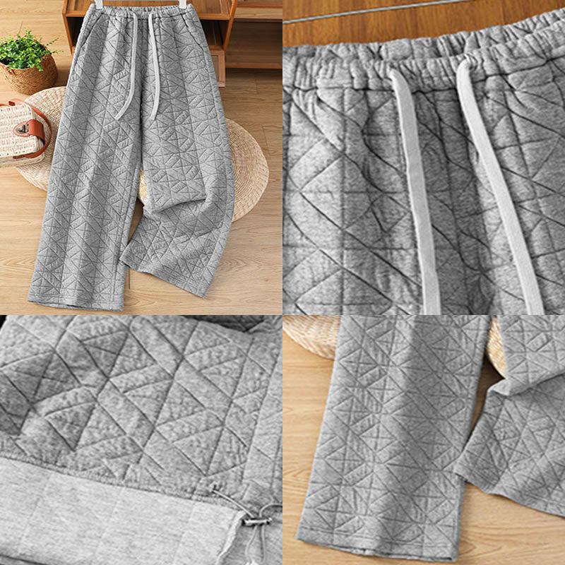 Pantalones térmicos de pierna ancha con cordón ajustable y bolsillos para mujer, de color liso, de Buddha Stones. - image 13