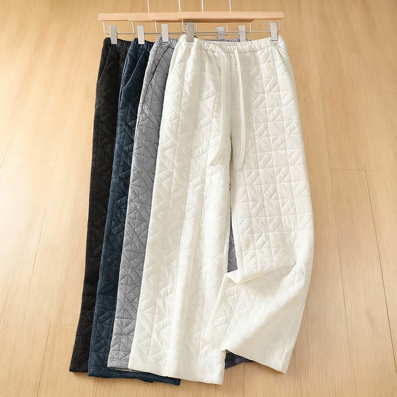 Pantalones térmicos de pierna ancha con cordón ajustable y bolsillos para mujer, de color liso, de Buddha Stones. - image 0