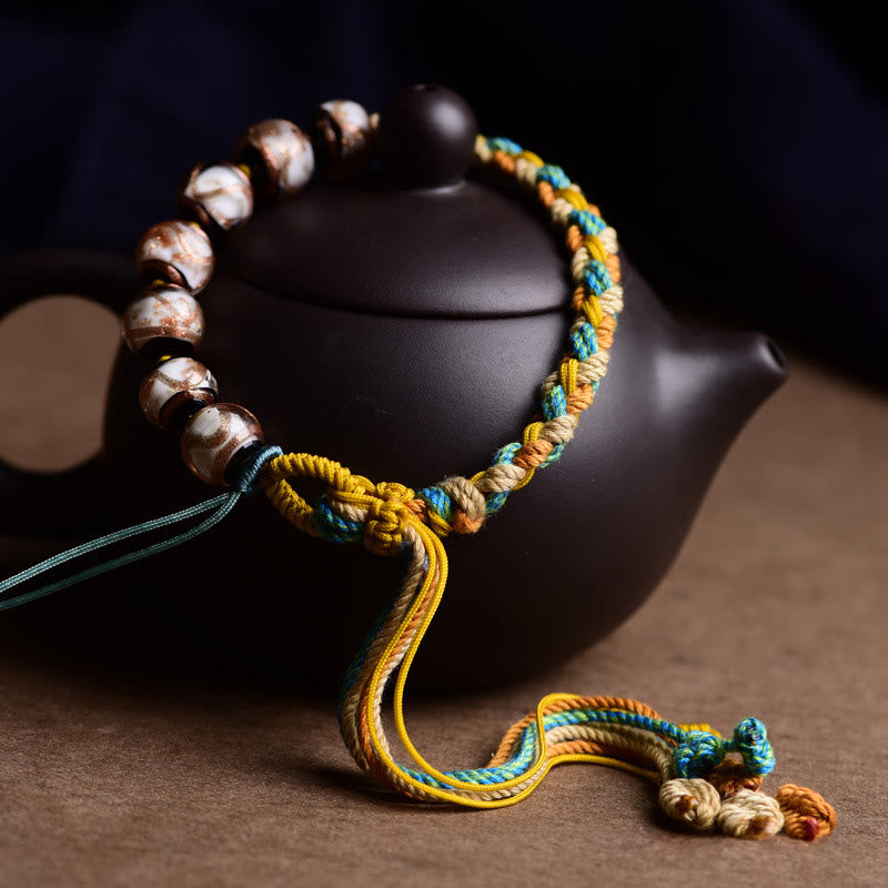 Pulsera de cuerda con Buddha Stones, vidrio tibetano Liuli, para la salud y la seguridad - image 1