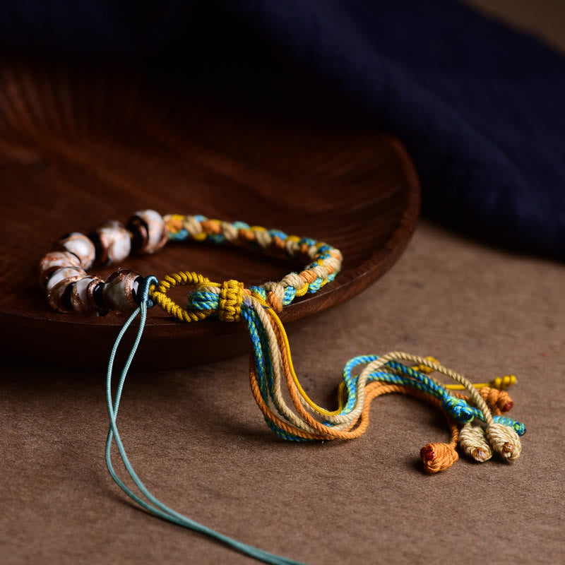 Pulsera de cuerda con Buddha Stones, vidrio tibetano Liuli, para la salud y la seguridad - image 9