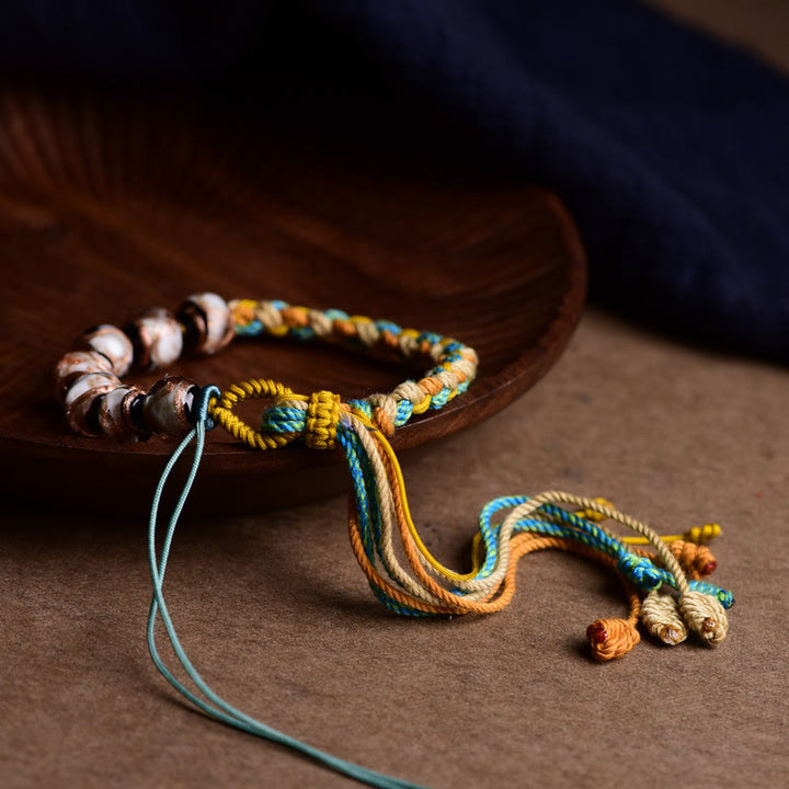 Pulsera de cuerda con Buddha Stones, vidrio tibetano Liuli, para la salud y la seguridad - image 9