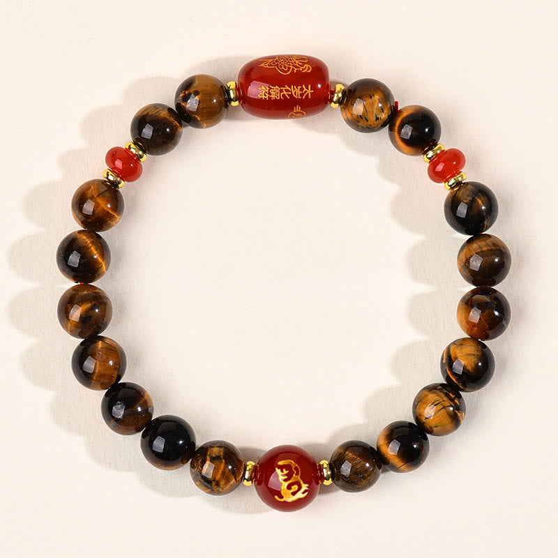 Pulsera protectora de ágata roja con ojo de tigre natural y Buddha Stones del zodiaco chino (12 unidades). - 8 mm (circunferencia de la muñeca 14-16 cm) - Mono - image 16